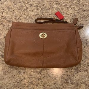 Tan leather Coach clutch